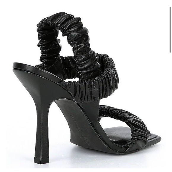 Vanya Scrunched Leather Square Toe Dress Sandals - Picture 2 of 5